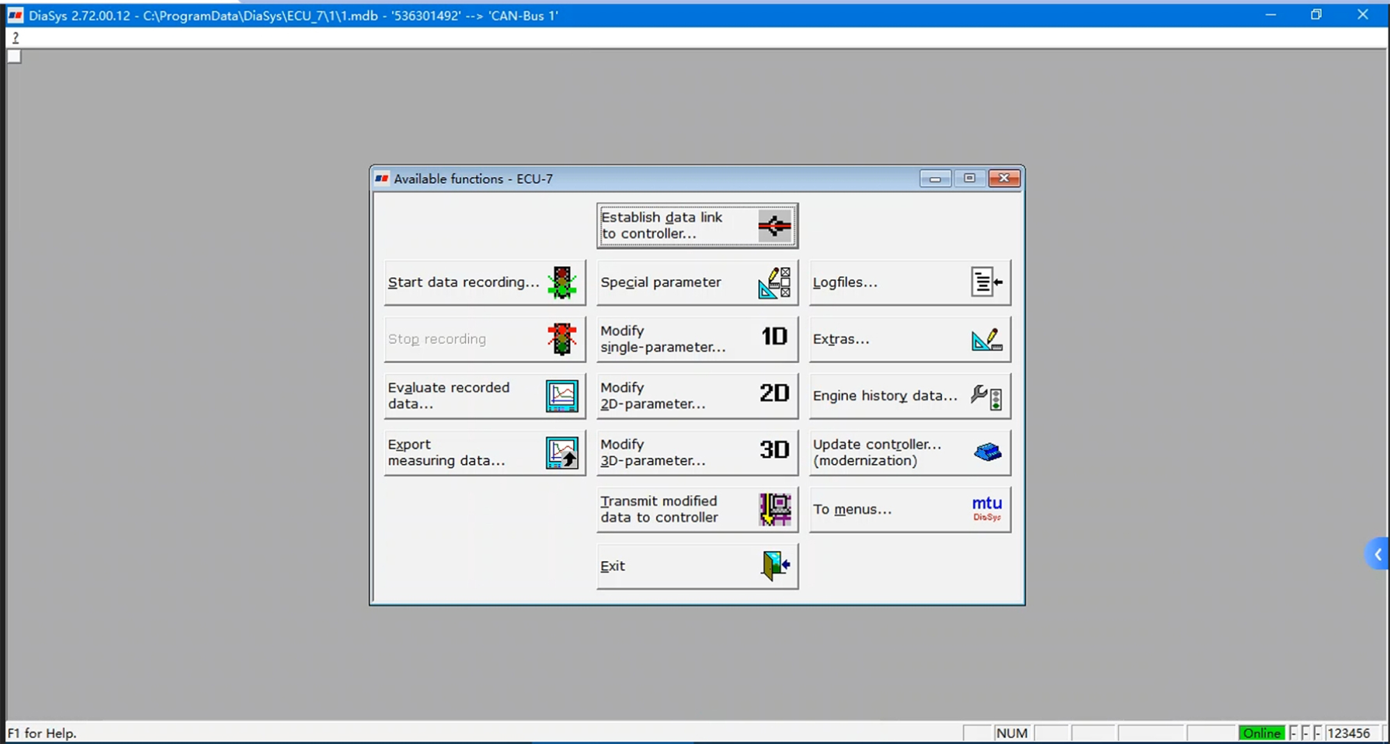 Diagnostic tool for MTU (USB-TO-CAN) with Diasys 2.72 MDEC ADEC Cable 7 3