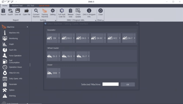 doosan software doosan excavator / wheel loader monitoring program dms 5 v3.1.8 special mode
