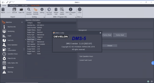 doosan software doosan excavator / wheel loader monitoring program dms 5 v3.1.8 special mode