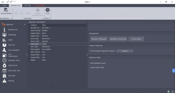 doosan software doosan excavator / wheel loader monitoring program dms 5 v3.1.8 special mode