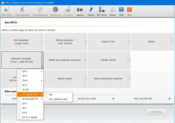 hitachi software for hitachi mpdr3.9 for hitachi ex zax 60 70 120 200 210 350 470 excavator engine fault detector diagnostic