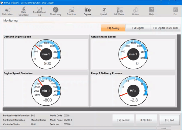 hitachi software for hitachi mpdr3.9 for hitachi ex zax 60 70 120 200 210 350 470 excavator engine fault detector diagnostic