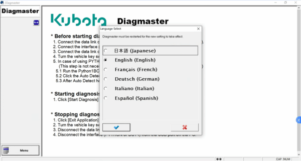 kubota software 2021 kubota takeuchi diagmaster v21.11.01 diagnostic software