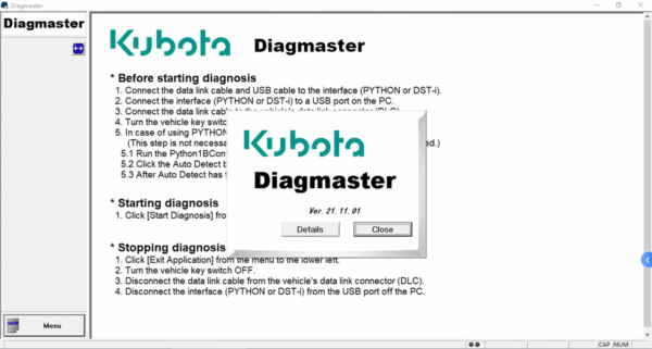 kubota software 2021 kubota takeuchi diagmaster v21.11.01 diagnostic software