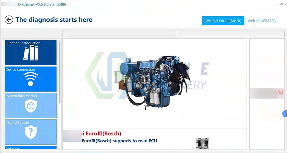6 in 1 EOL OBD diagnostic tool for Weichai HOWO Shacman Sinotruk Diagnostic Software Engine Testing Process